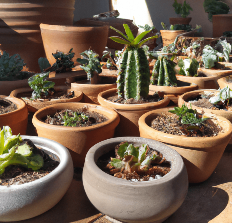 Succulent, cactus plant and cacti pots