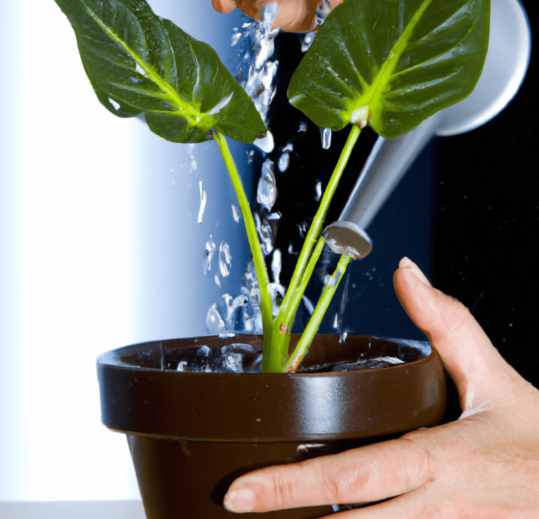 hand watering plant